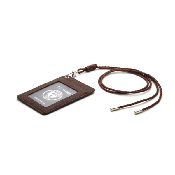 TZS215 버팔로 브라운 목걸이형 카드지갑(투명창)