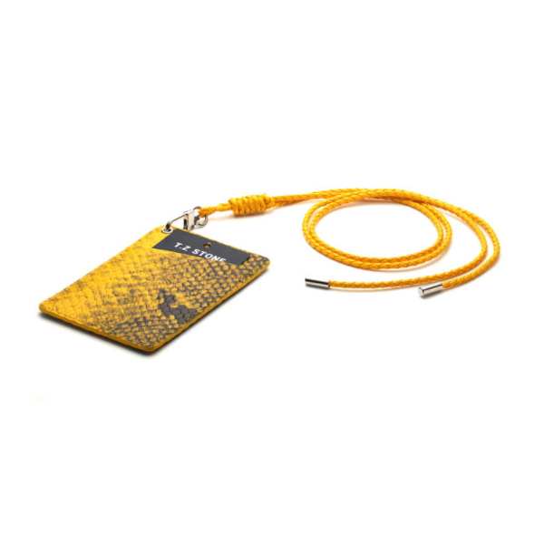 TZS224 뱀피 옐로우목걸이형 카드지갑(사선형)