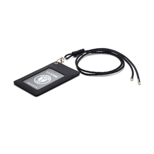 TZS208 사피아노 블랙 목걸이형 카드지갑(투명창)
