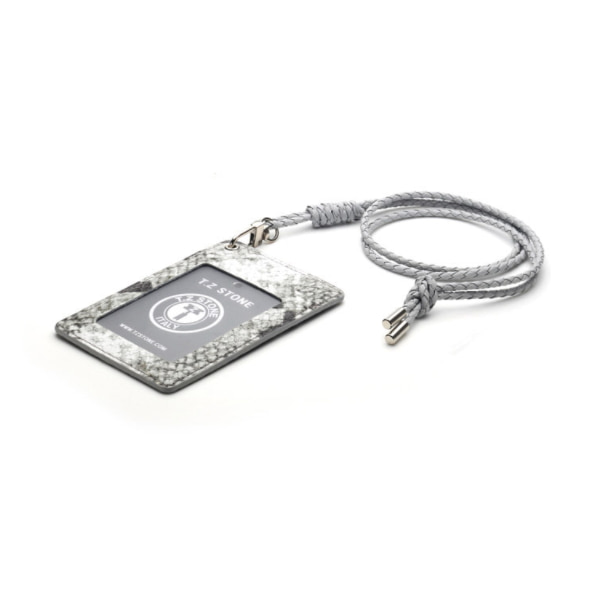 TZS210 뱀피 화이트 목걸이형 카드지갑(투명창)